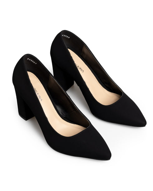 Zapatilla Negra Tacón Grueso 35701